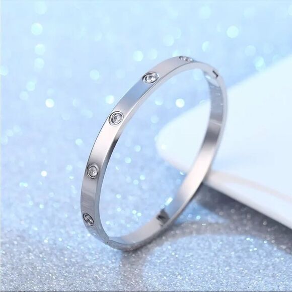 New Love Friendship Bangle Bracelet CZ Stones - Picture 7 of 16